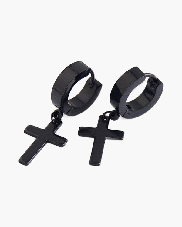 The Rainbow Cross Iridescent Stainless Steel Cross Earrings view 4