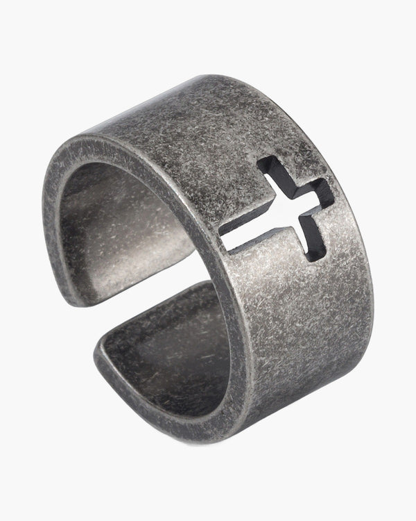 The Retro Cross Stainless Steel Cross Ring view 2