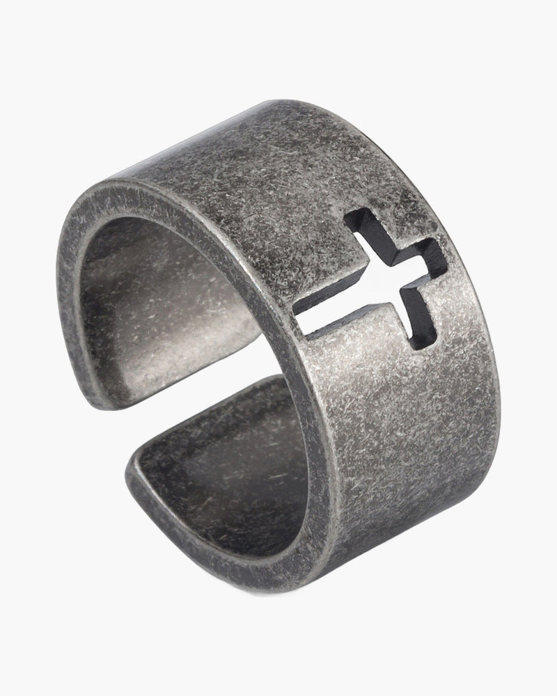 The Retro Cross Stainless Steel Cross Ring view 2