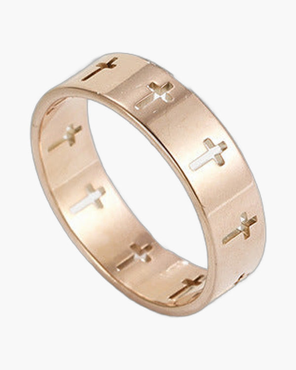 The Reverent Band Stainless Steel Hollow Cross Ring