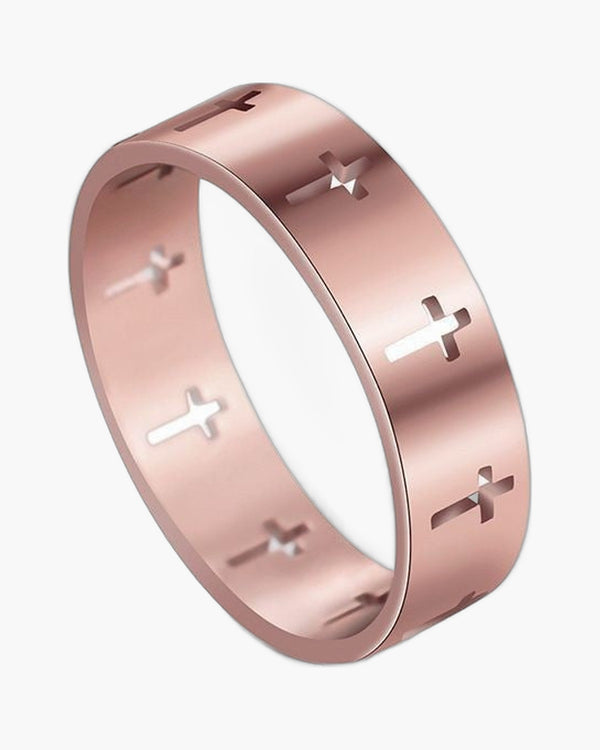 The Reverent Band Stainless Steel Hollow Cross Ring view 2