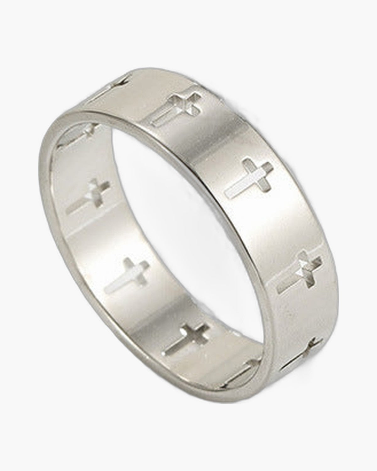 The Reverent Band Stainless Steel Hollow Cross Ring view 6