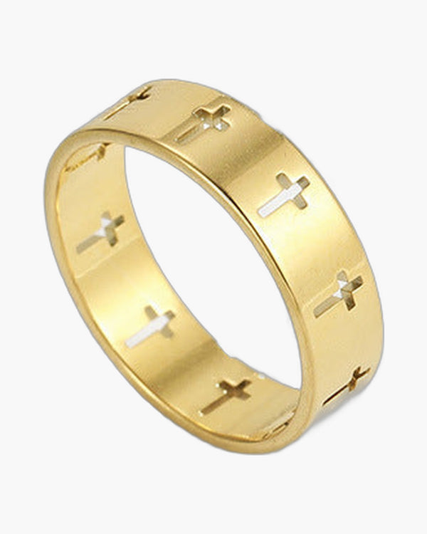 The Reverent Band Stainless Steel Hollow Cross Ring view 3