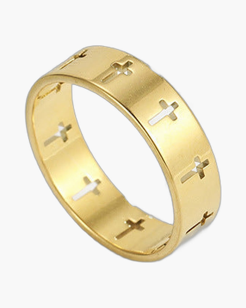 The Reverent Band Stainless Steel Hollow Cross Ring view 3
