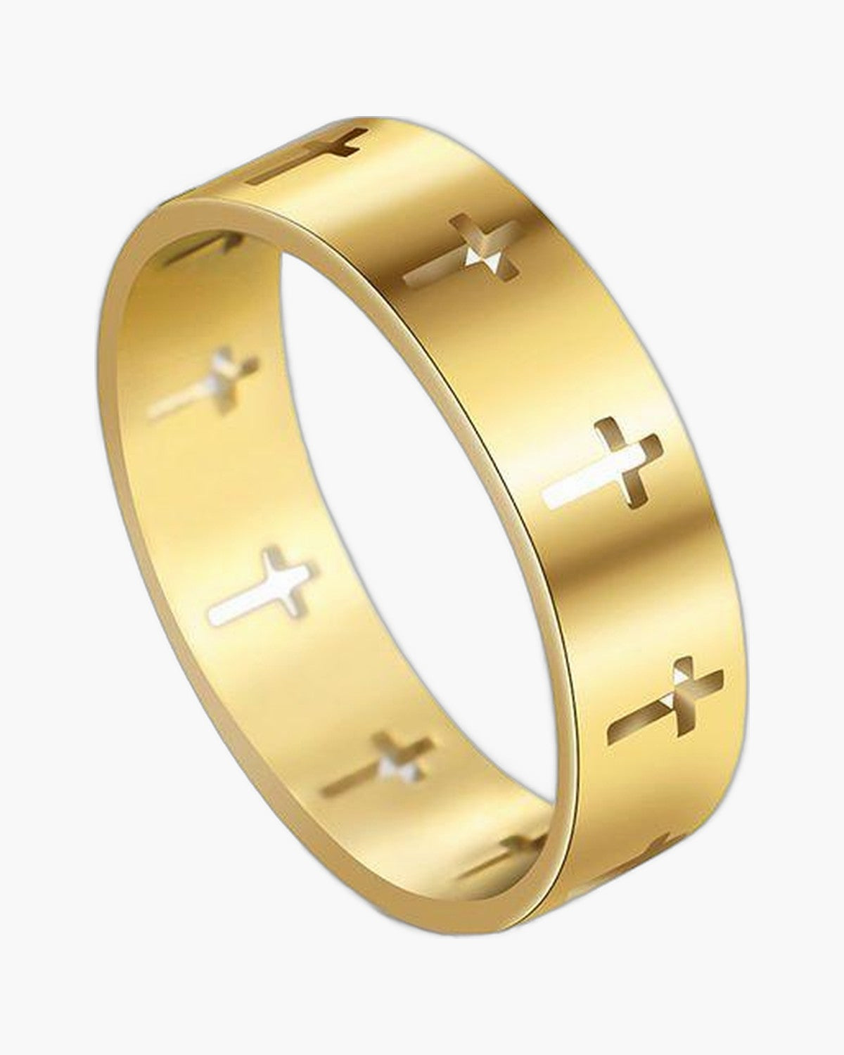 The Reverent Band Stainless Steel Hollow Cross Ring view 7