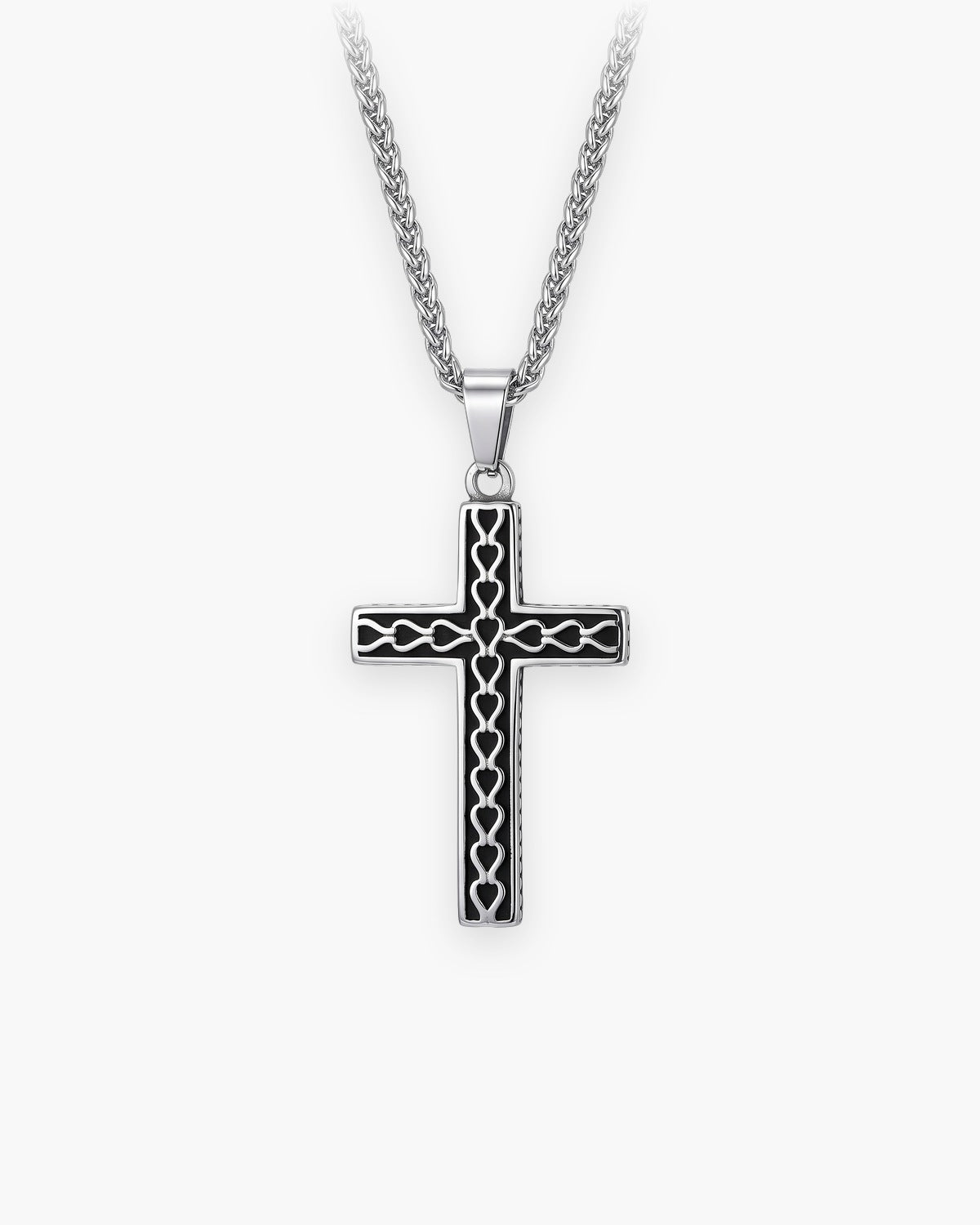 The Reverent Heart Cross in silver, front view [c:silver]