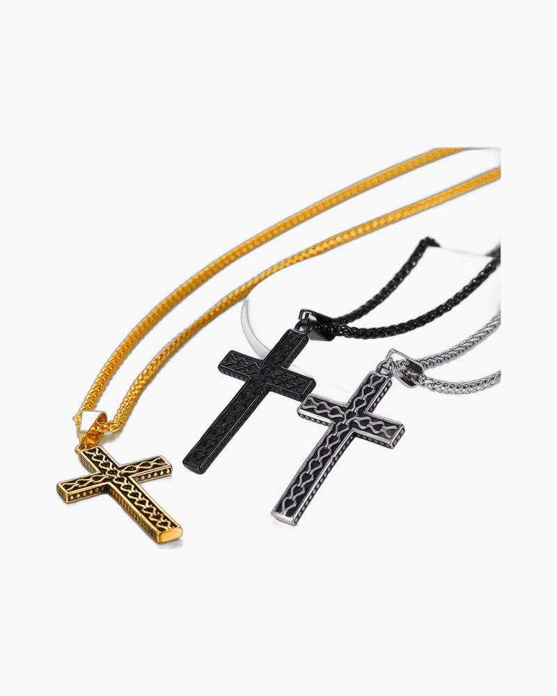 The Reverent Heart Cross Black Stainless Steel Cross Necklace view 4