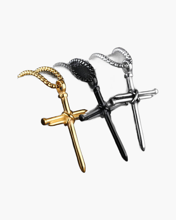 The Reverent Nails Stainless Steel Nail Cross Necklace view 7
