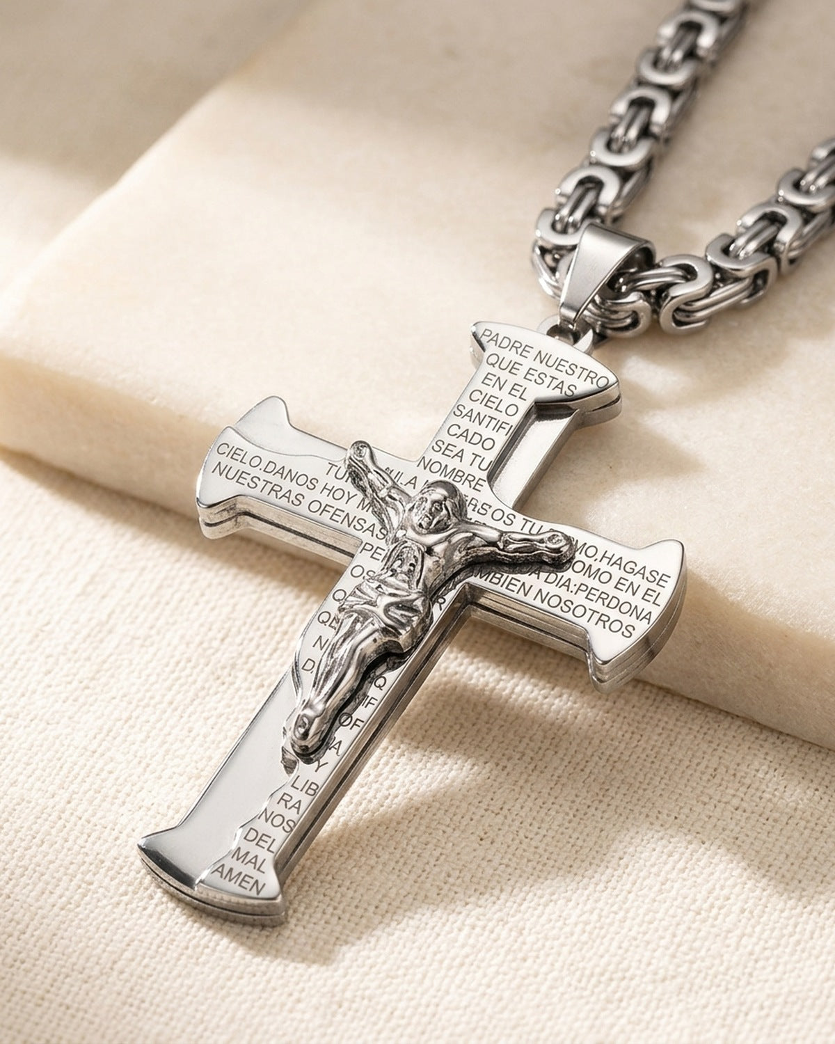 Close-up of the silver Reverent Prayer [c:silver]