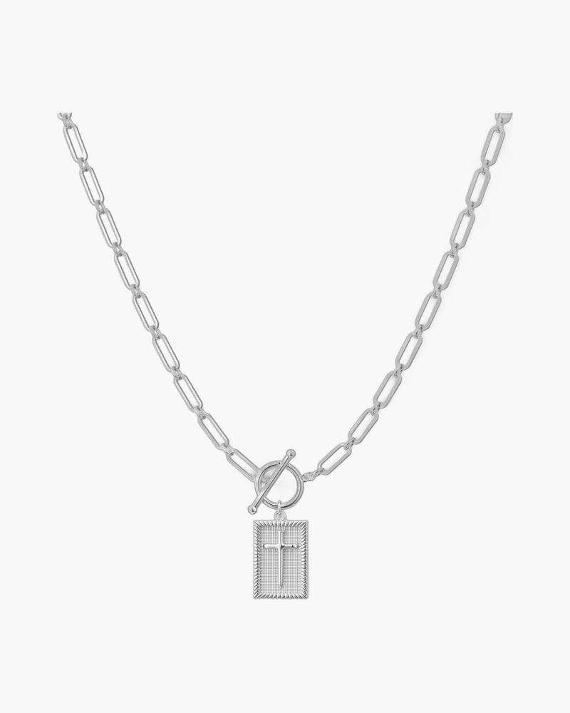 The Reverent Tag Stainless Steel Cross Tag Necklace view 2