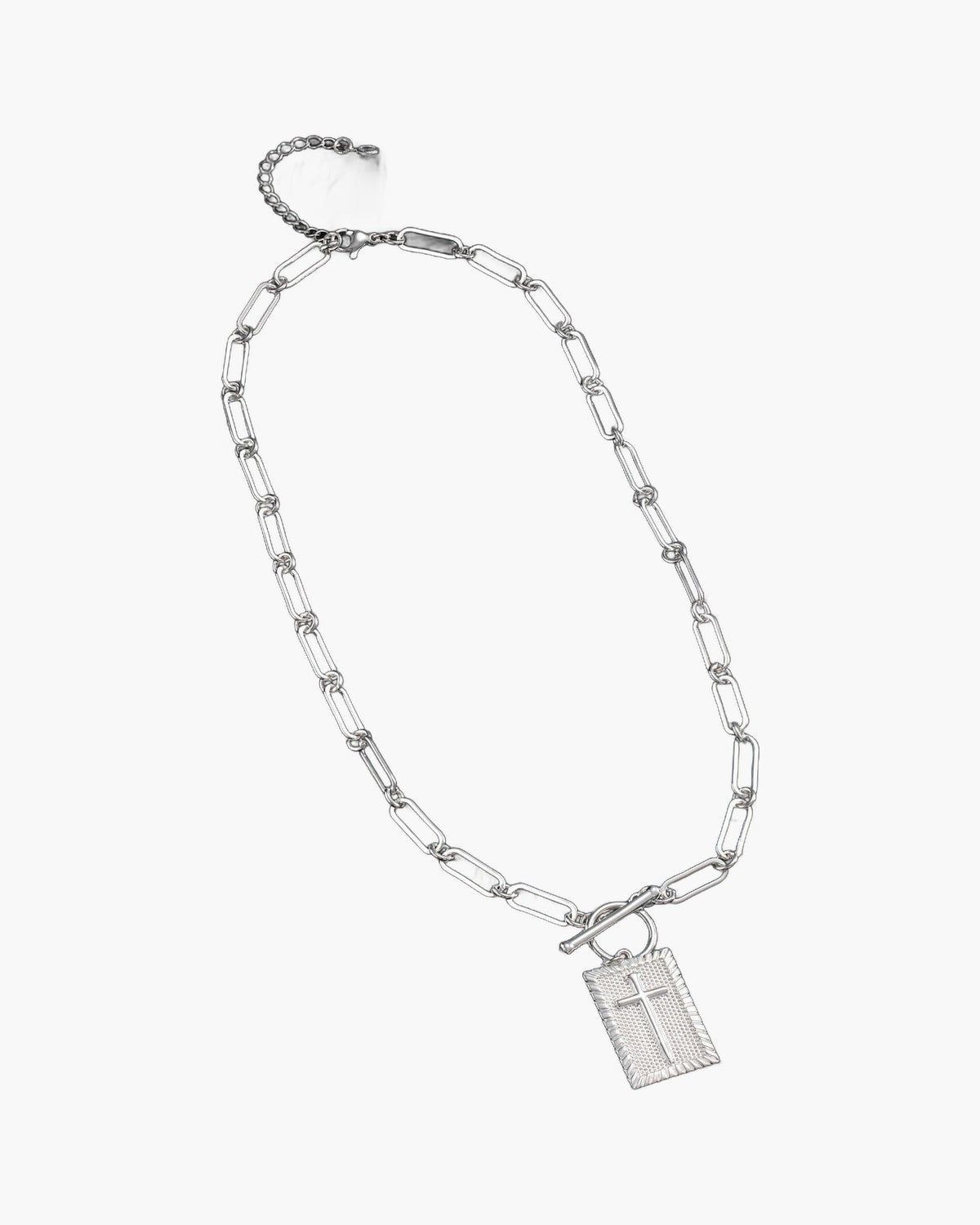 The Reverent Tag Stainless Steel Cross Tag Necklace view 3