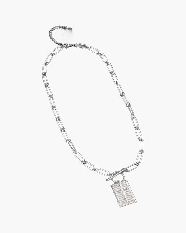 The Reverent Tag Stainless Steel Cross Tag Necklace view 3