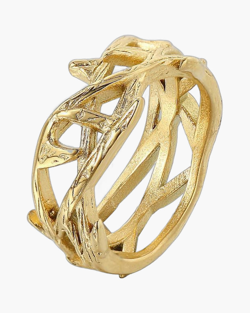 The Reverent Weave Stainless Steel Crown of Thorns Ring view 3