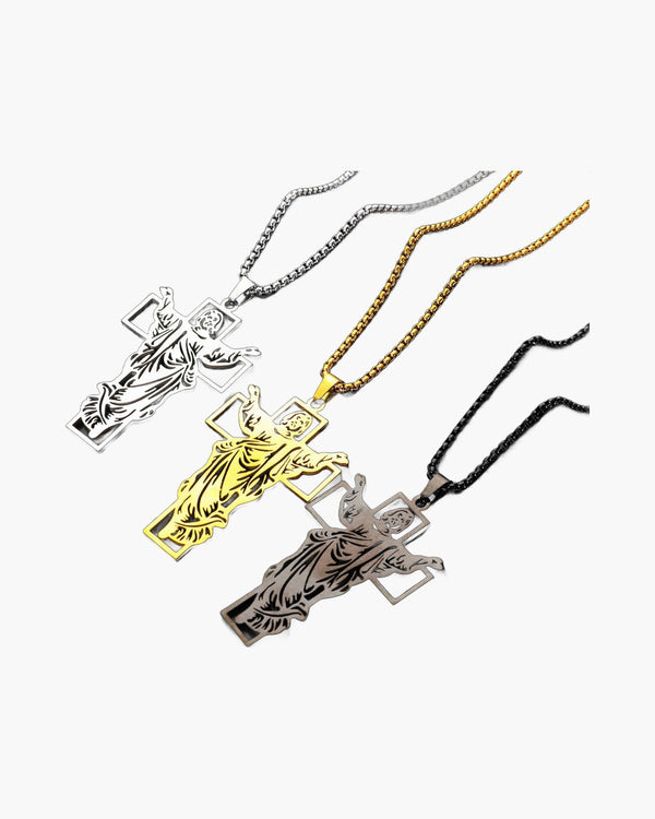 The Risen Christ Stainless Steel Jesus Cross Necklace view 7