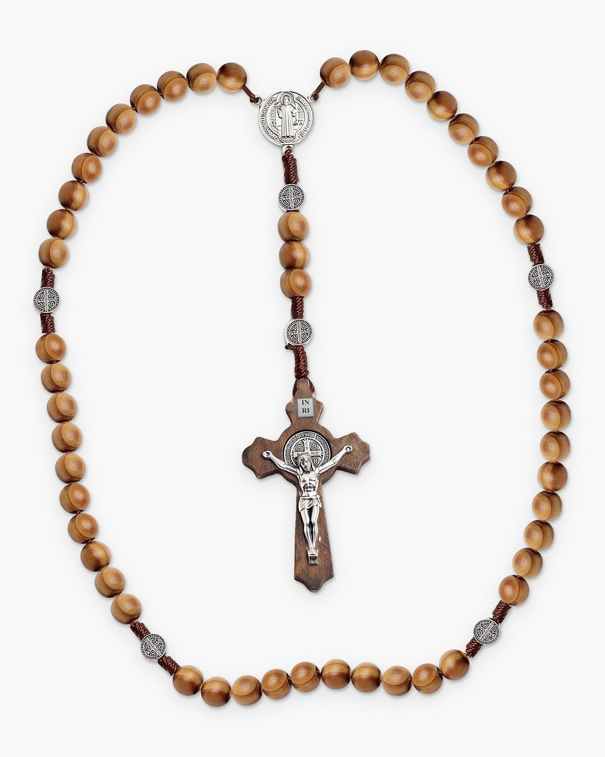 The Rosary of Faith, natural wood, laid flat [c:natural-wood]