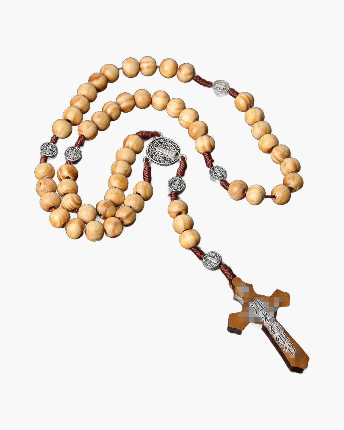 The Rosary of Faith wood rosary necklace Saint Benedict view 6