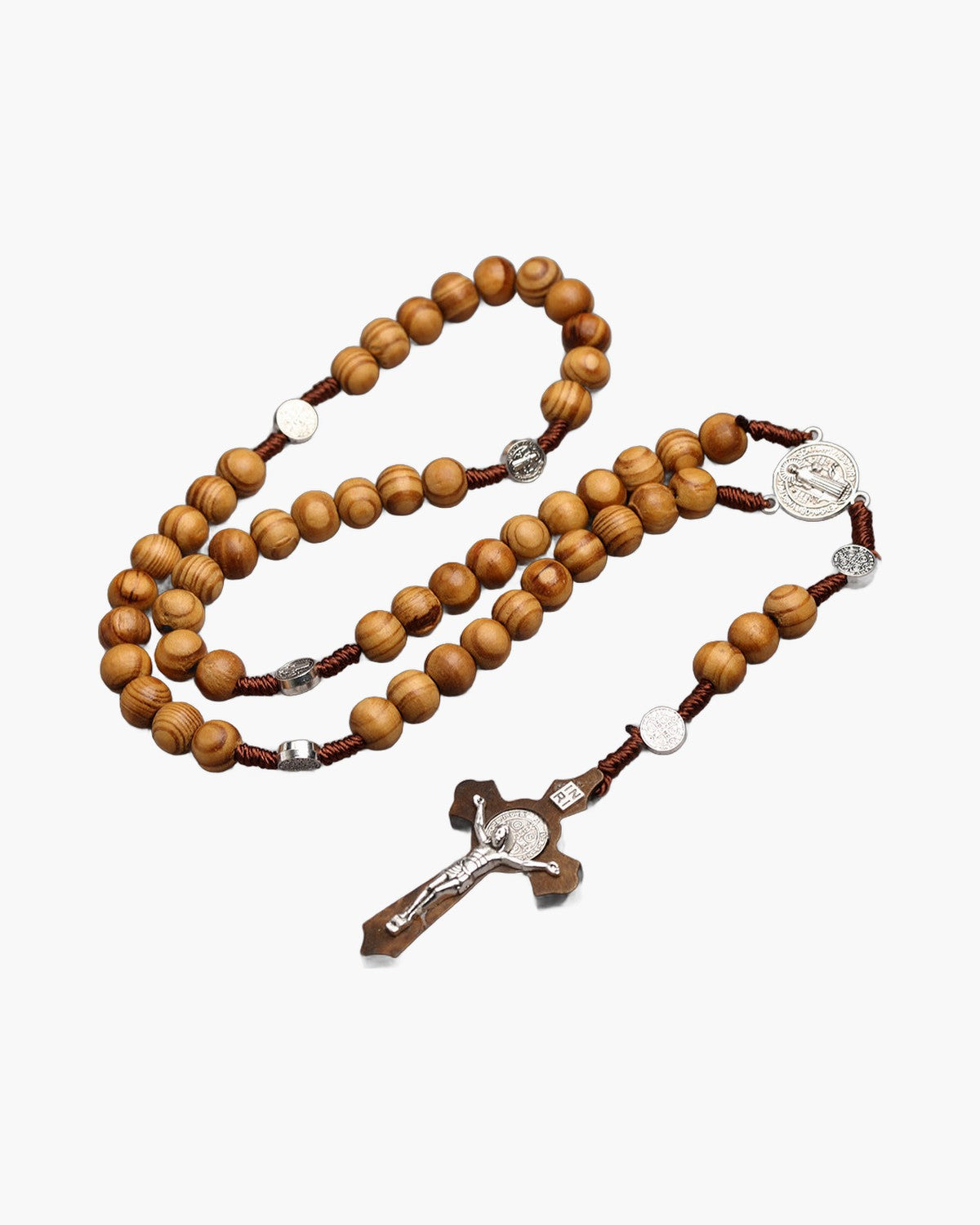 The Rosary of Faith wood rosary necklace Saint Benedict