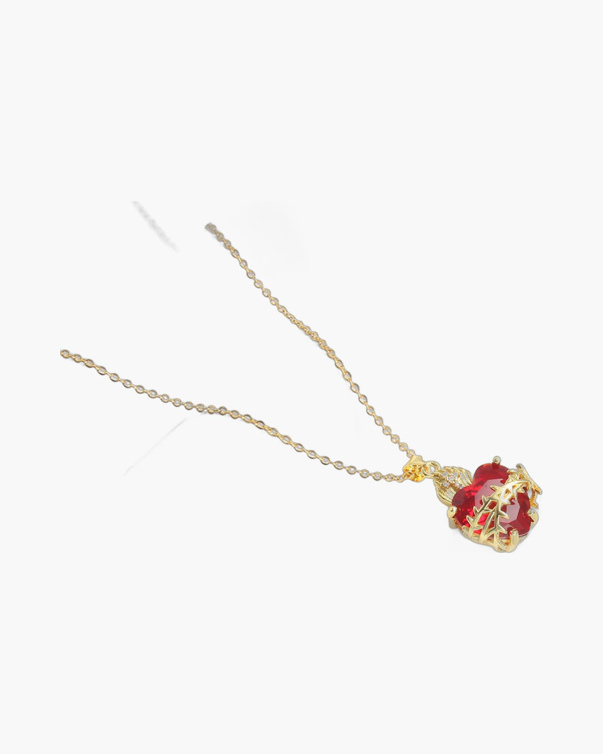 The Sacred Heart Flame, Red Crystal Sacred Heart Necklace, view 2
