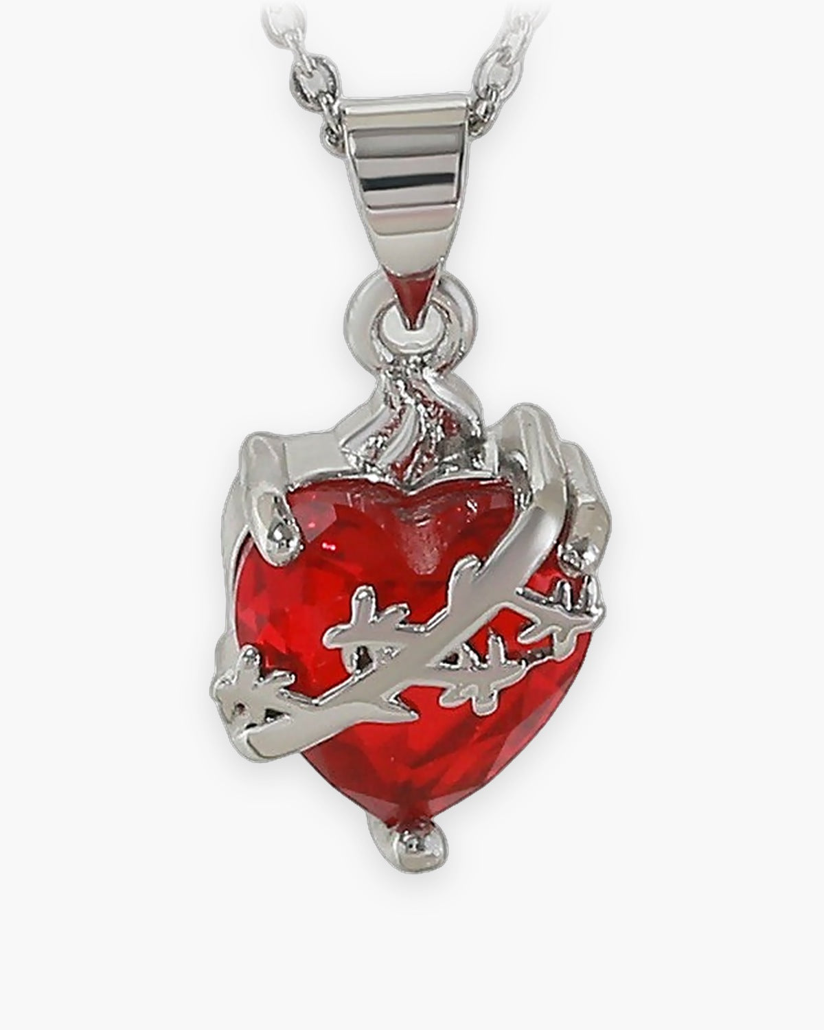 The Sacred Heart Flame in silver, front view [c:silver]