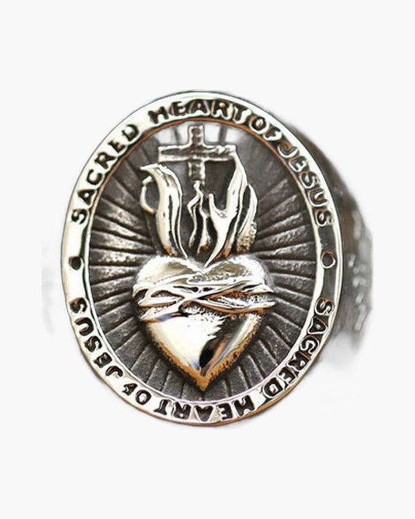 The Sacred Heart Signet Stainless Steel Sacred Heart Ring view 2
