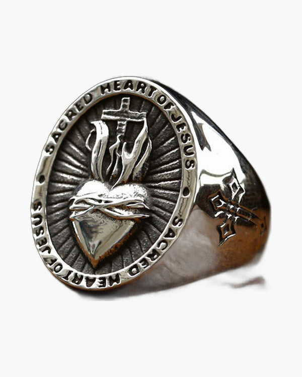 The Sacred Heart Signet Stainless Steel Sacred Heart Ring view 3