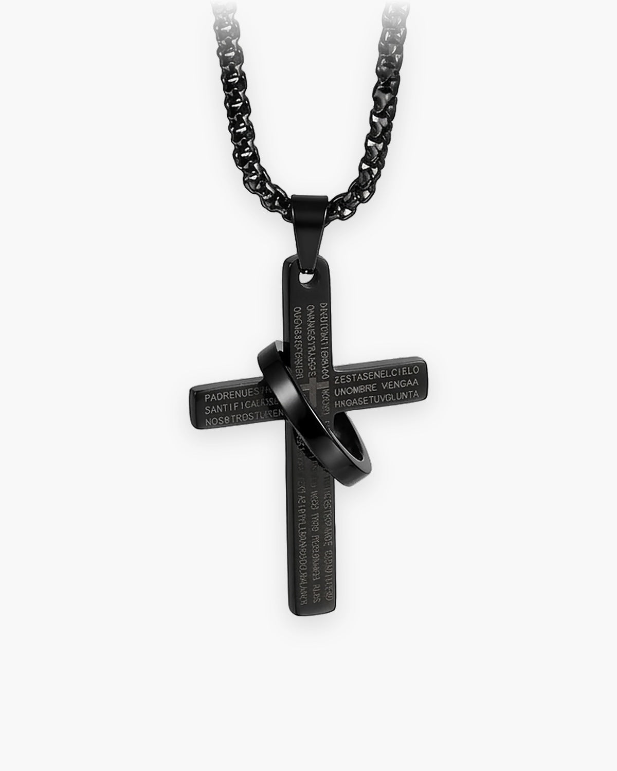 The Sacred Ring Cross in black, front view [c:black]