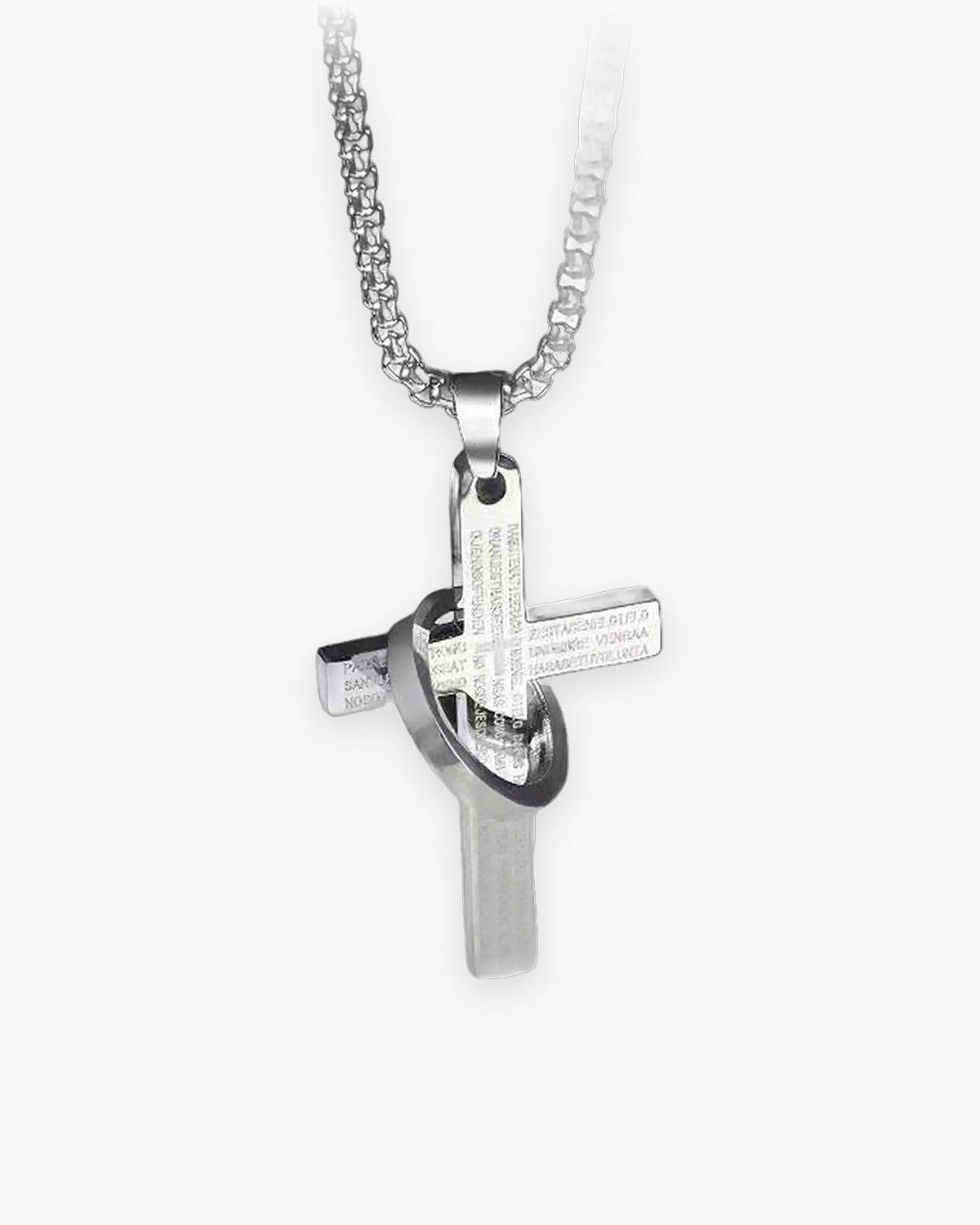The Sacred Ring Cross in silver, front view [c:silver]