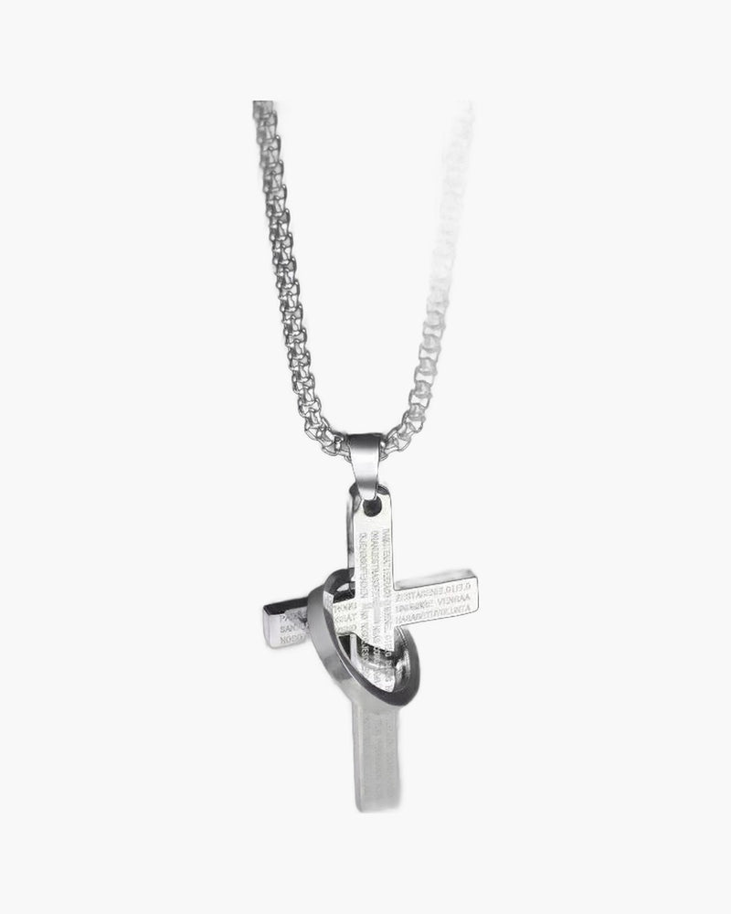 The Sacred Ring Cross Stainless Steel Cross Ring Necklace