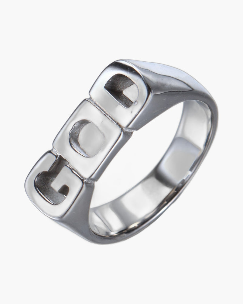 The Sacred Script Stainless Steel GOD Letter Ring