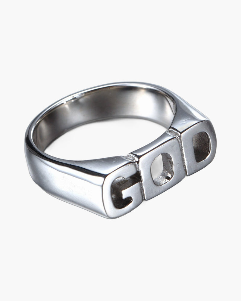 The Sacred Script Stainless Steel GOD Letter Ring view 6
