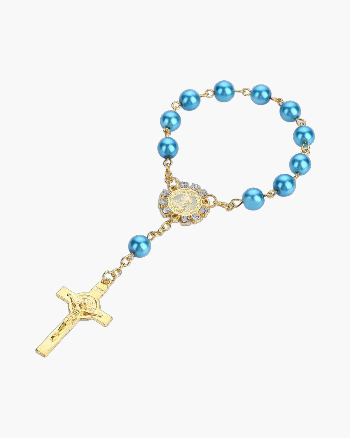 The Saint Benedict Decade, One-Decade Rosary Bracelet with Saint Benedict Crucifix, view 2