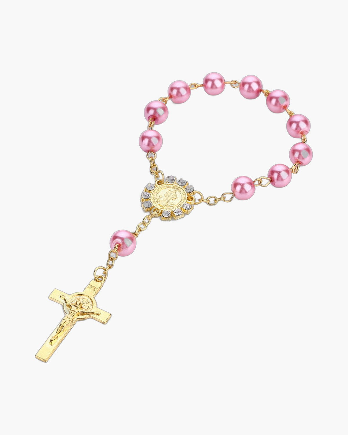 The Saint Benedict Decade, One-Decade Rosary Bracelet with Saint Benedict Crucifix, view 4