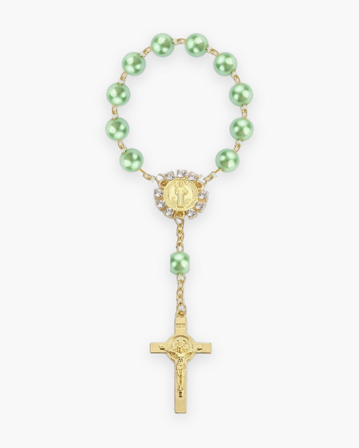 The Saint Benedict Decade in green, front view [c:green]