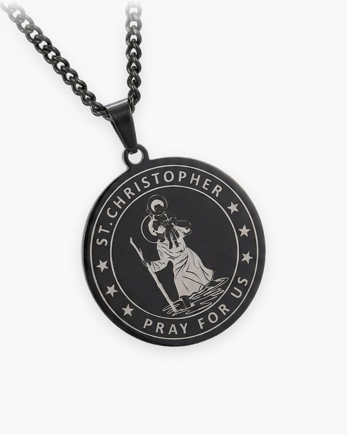 The Saint Christopher Medal in black, front view [c:black]