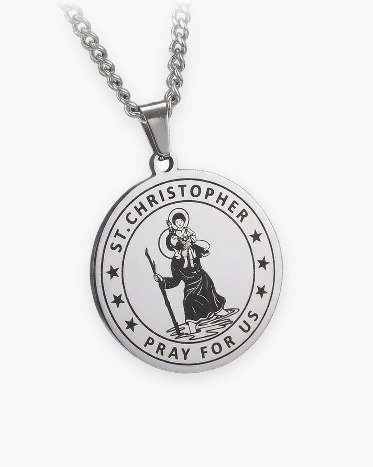 The Saint Christopher Medal in silver, front view [c:silver]
