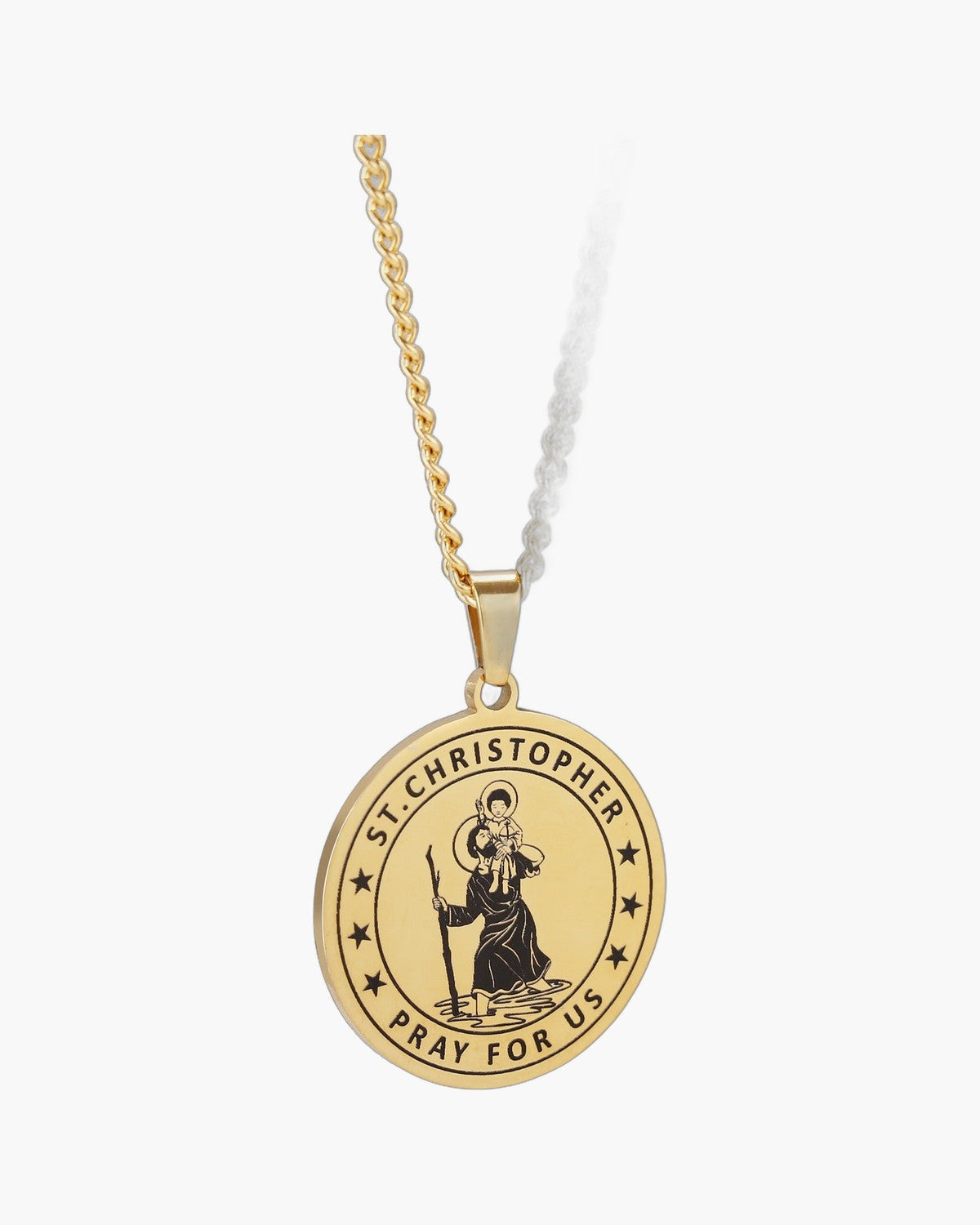 The Saint Christopher Medal, Stainless Steel Saint Christopher Pray For Us Necklace, view 4