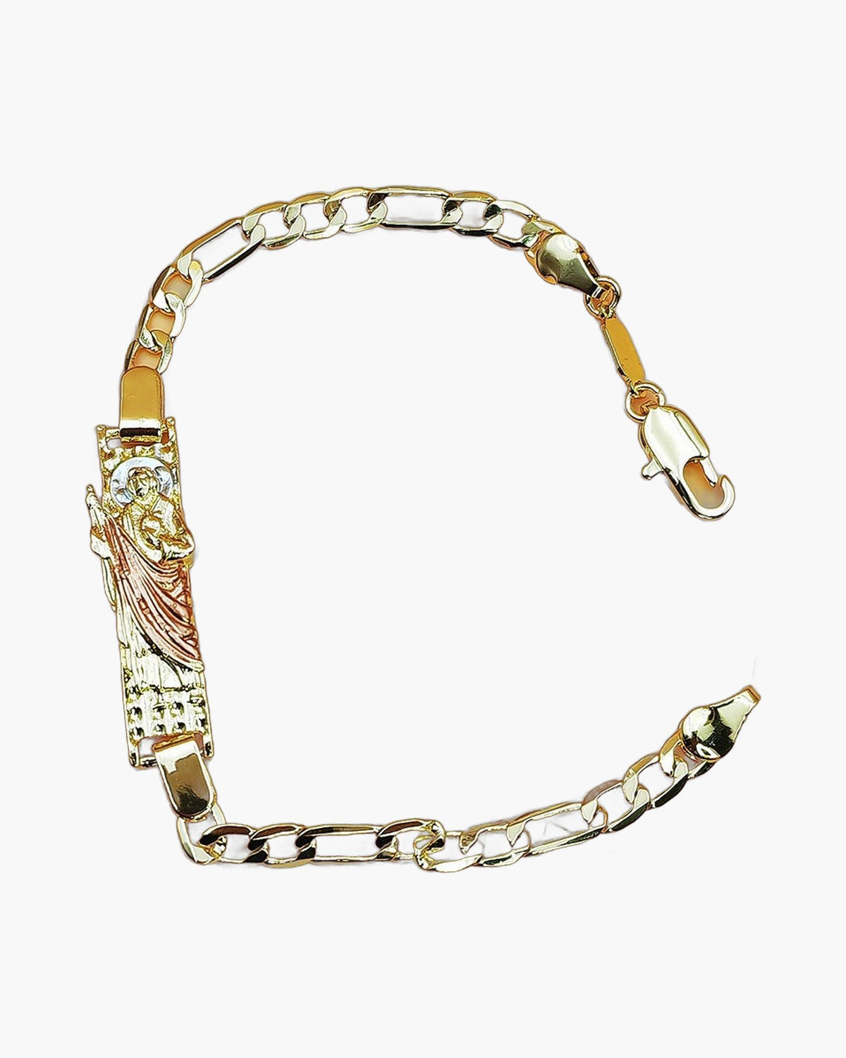 The Saint Jude Bracelet, Gold-Tone Saint Jude Bracelet on Figaro Chain, view 2