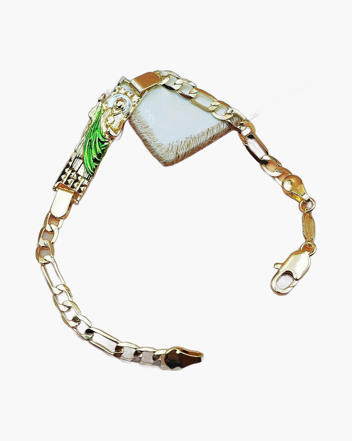 The Saint Jude Bracelet, Gold-Tone Saint Jude Bracelet on Figaro Chain