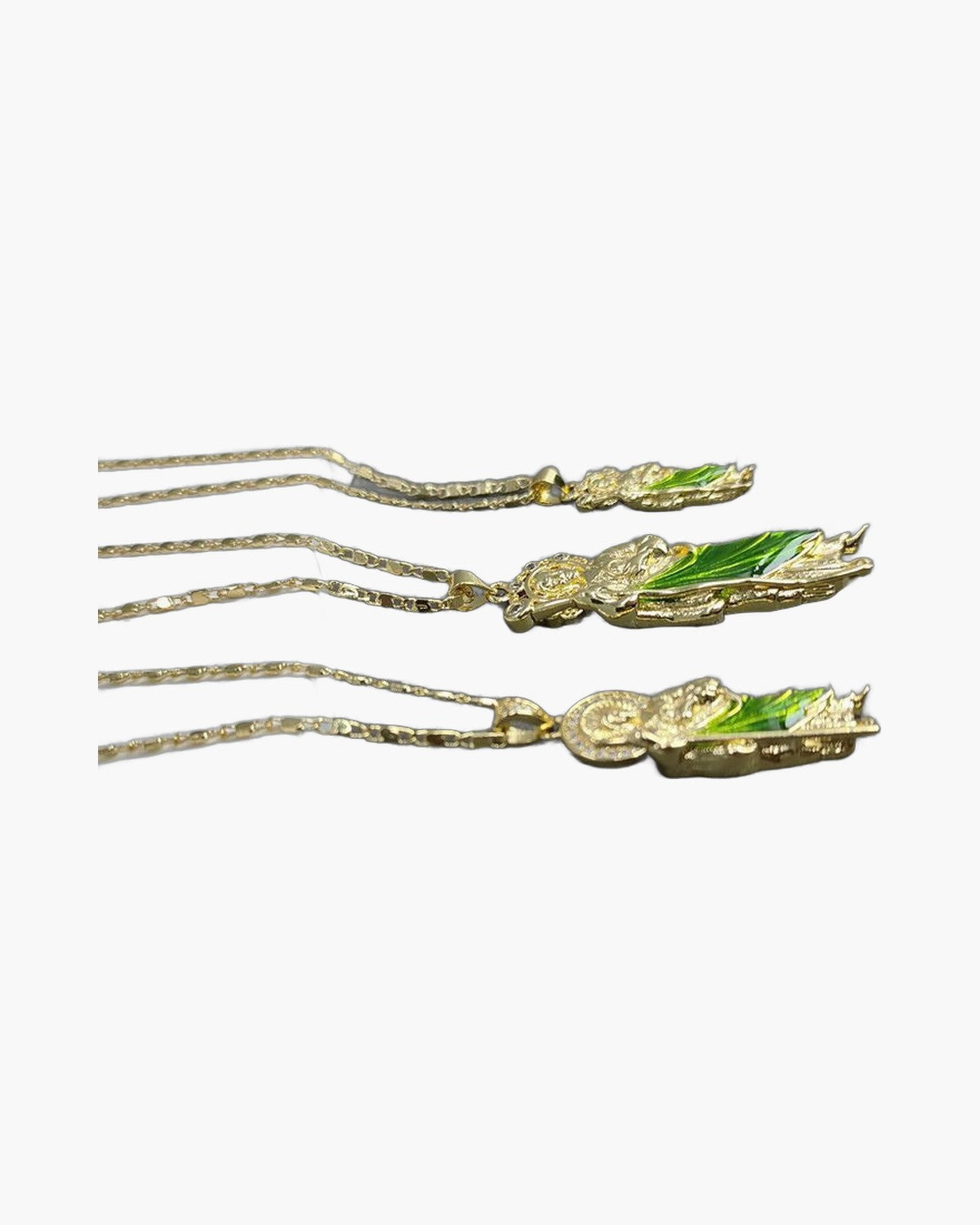 The Saint Jude Necklace, Gold-Tone Saint Jude Necklace with Green Enamel Robe, view 5