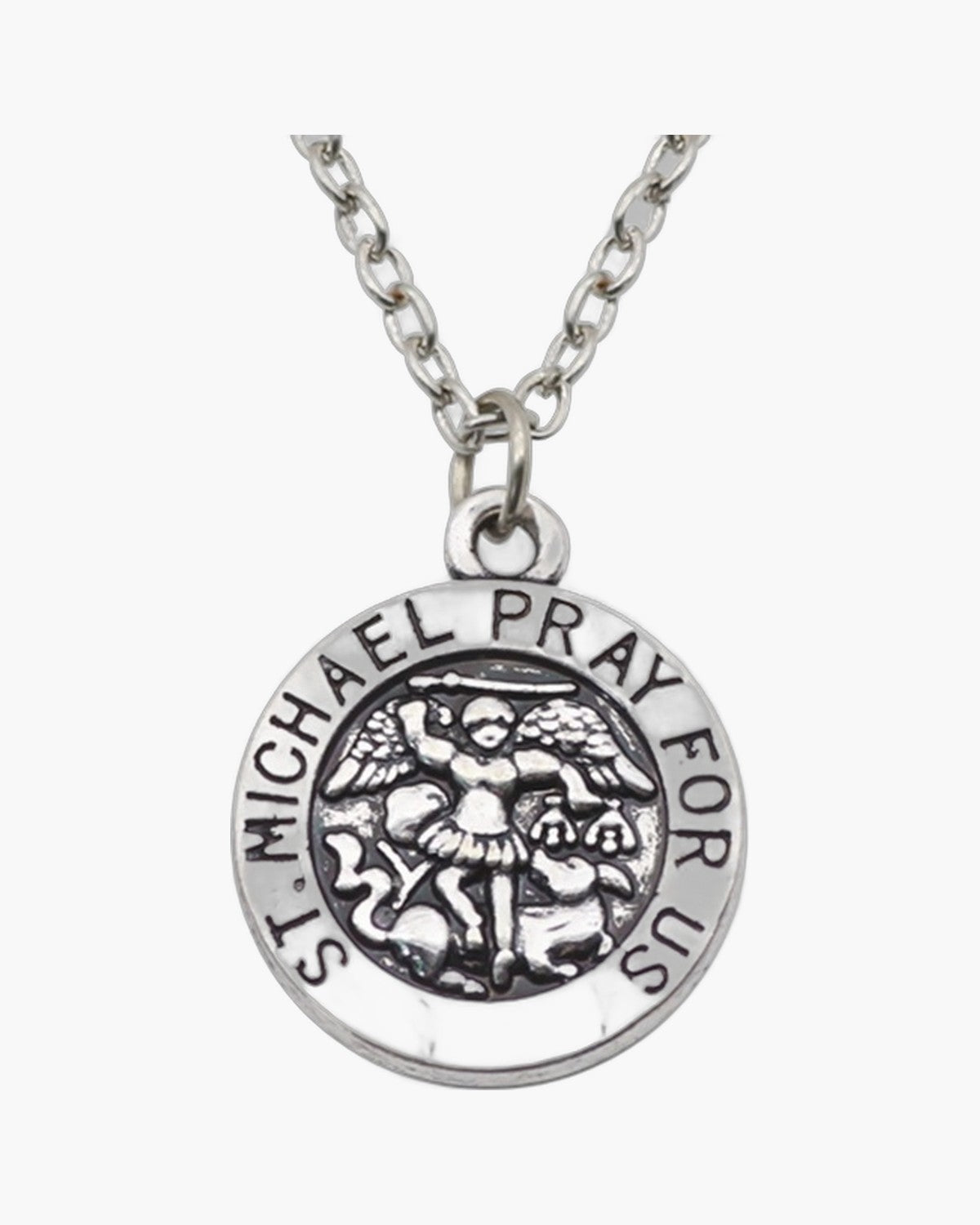 The Saint Michael Prayer, Saint Michael Pray For Us Medal Necklace