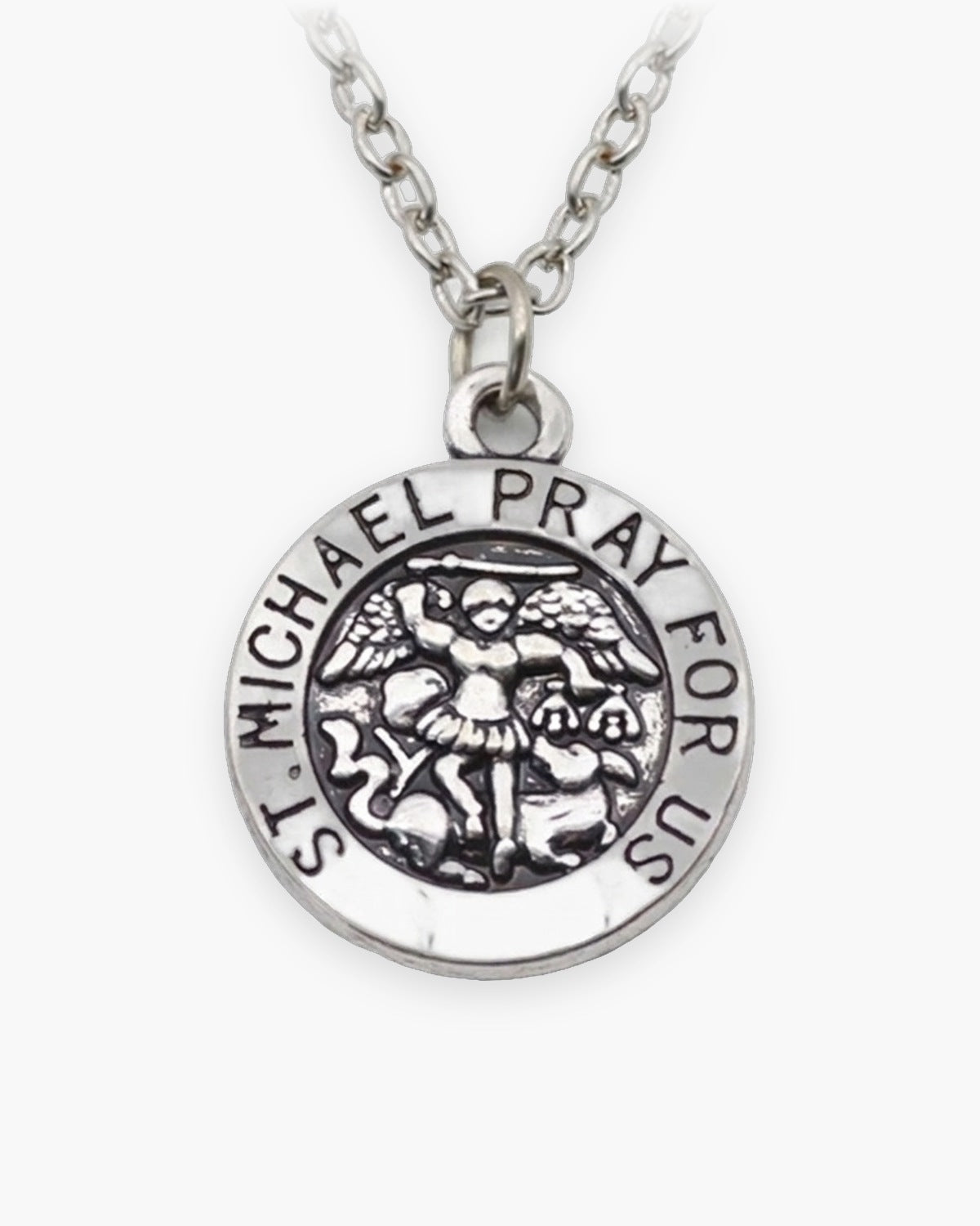 The Saint Michael Prayer in antique silver, front view [c:antique-silver]
