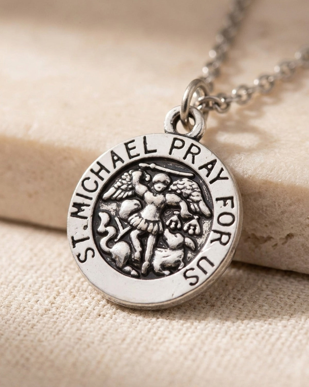 Detail of the antique silver Saint Michael Prayer [c:antique-silver]