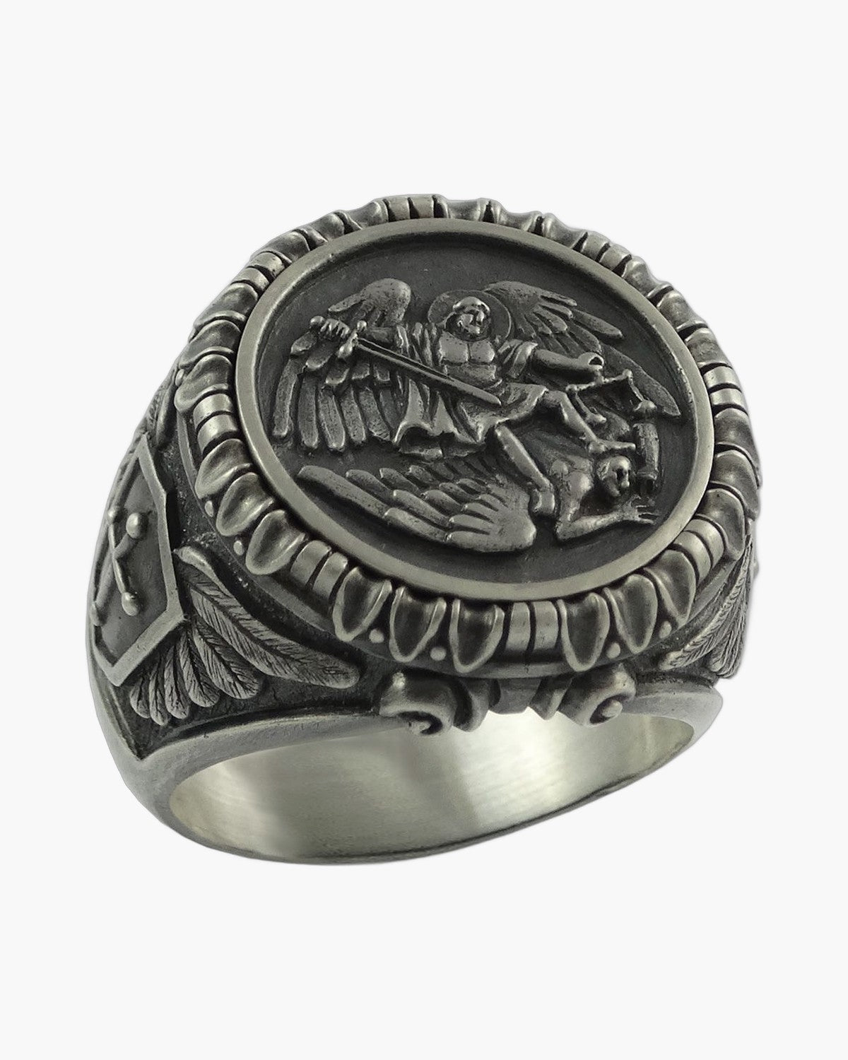 The Saint Michael Signet, Stainless Steel Saint Michael the Archangel Signet Ring