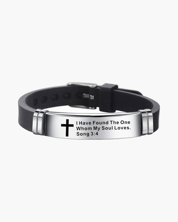 The Scripted Band Stainless Steel Silicone Cross Bracelet view 4