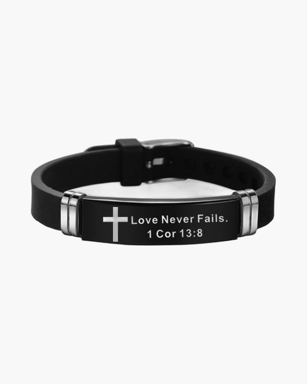 The Scripted Band Stainless Steel Silicone Cross Bracelet view 5