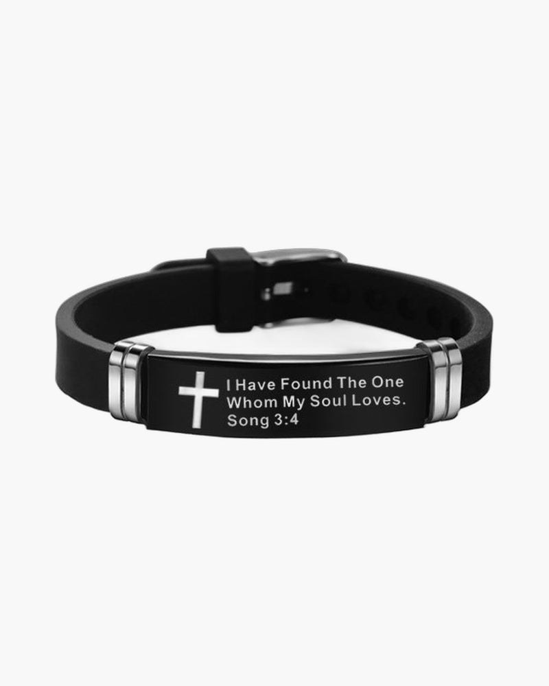 The Scripted Band Stainless Steel Silicone Cross Bracelet view 2