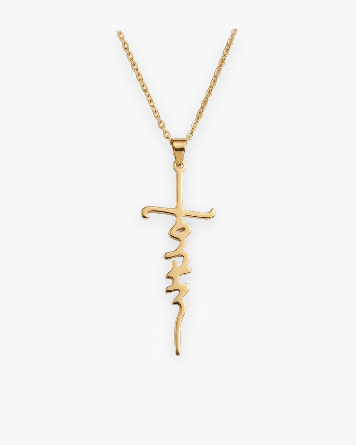 The Scripted Cross, gold, front view [c:gold]