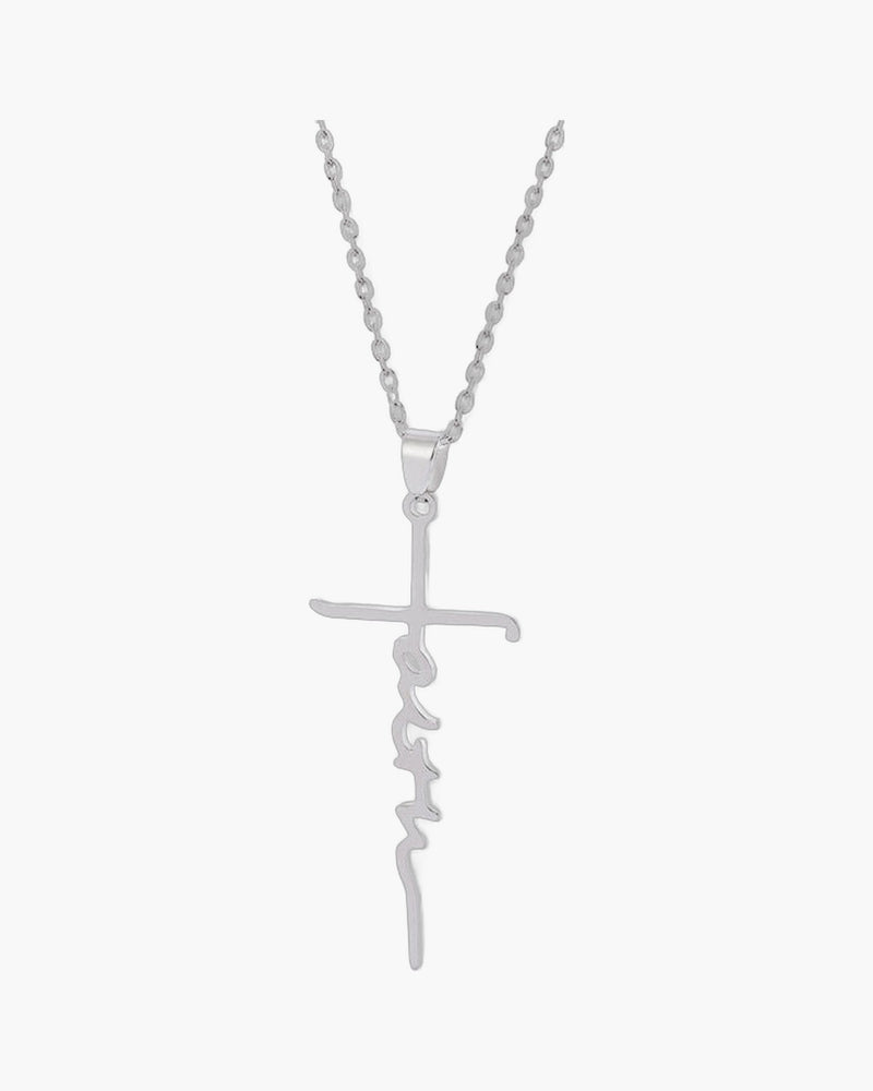 The Scripted Cross Stainless Steel Faith Cross Necklace view 6