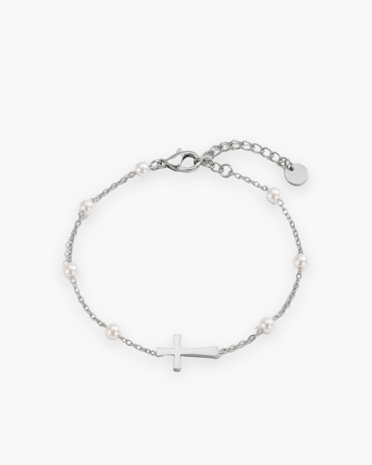 The Serene Strand in silver, chain & pearl strand, front view [c:silver-chain-pearl-strand]