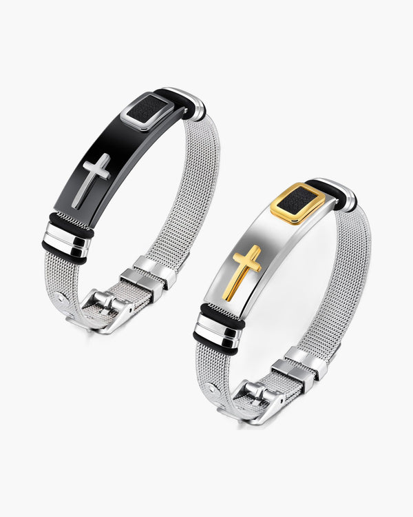 The Shadowed Cross Stainless Steel Cross Bracelet for Men view 4